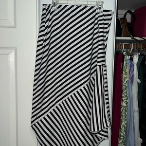 Black and White Striped Women's Skirt